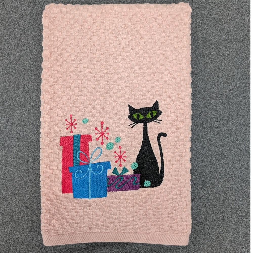 Christmas Mid Mod Atomic 1950's Holiday Gifts Kitchen Bath Bar Tea Hand Towel